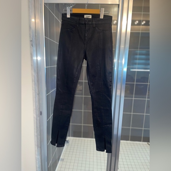 L'AGENCE Jyothi High-Rise Split Ankle Jeans black premium denim jeans sexy femme - Picture 8 of 13